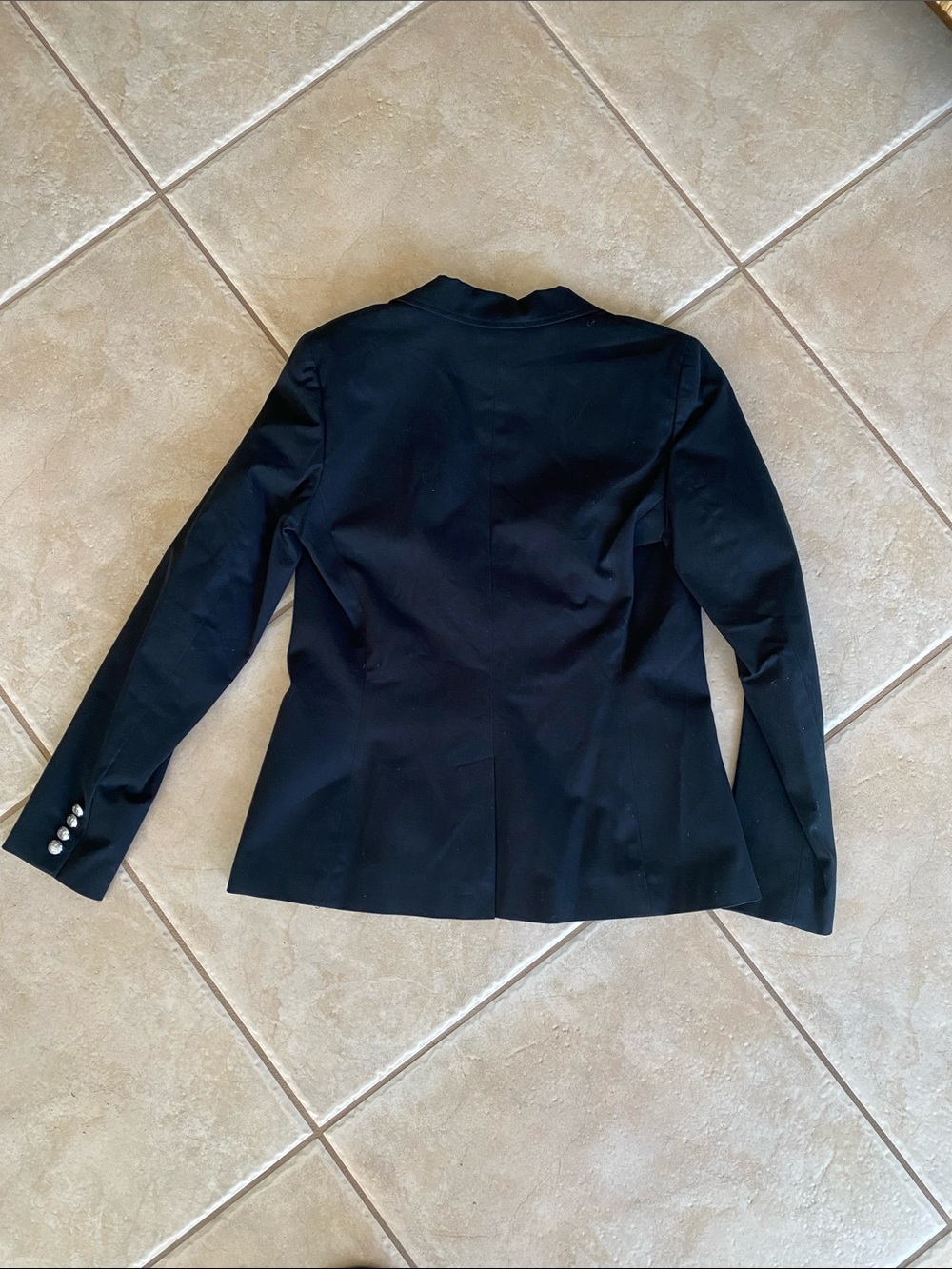 Lauren Ralph Lauren Women's Black Structured Blazer Size 6 Silver Crested Button - Picture 6 of 8